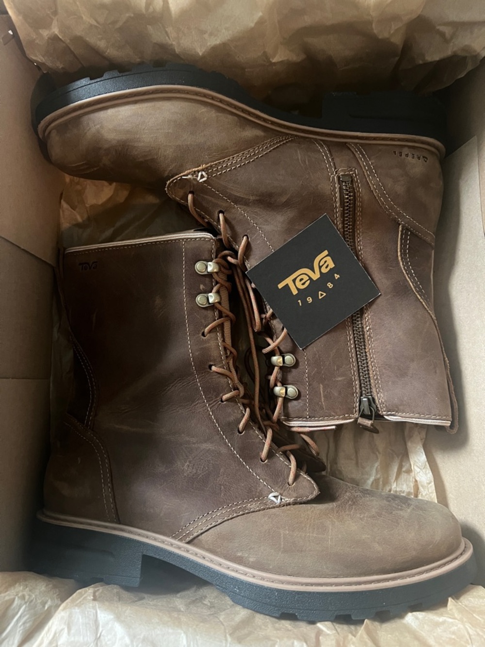 TEVA Women's Rowena Lace Boot Honey Brown Size 10 - Picture 6 of 13